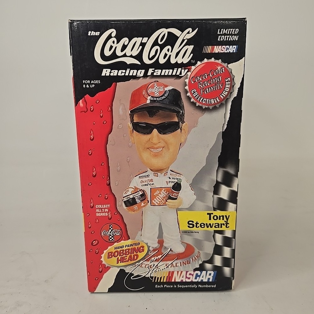 Vintage Tony Stewart Coca Cola Bobblehead Nascar Racing New Boxed Collectible